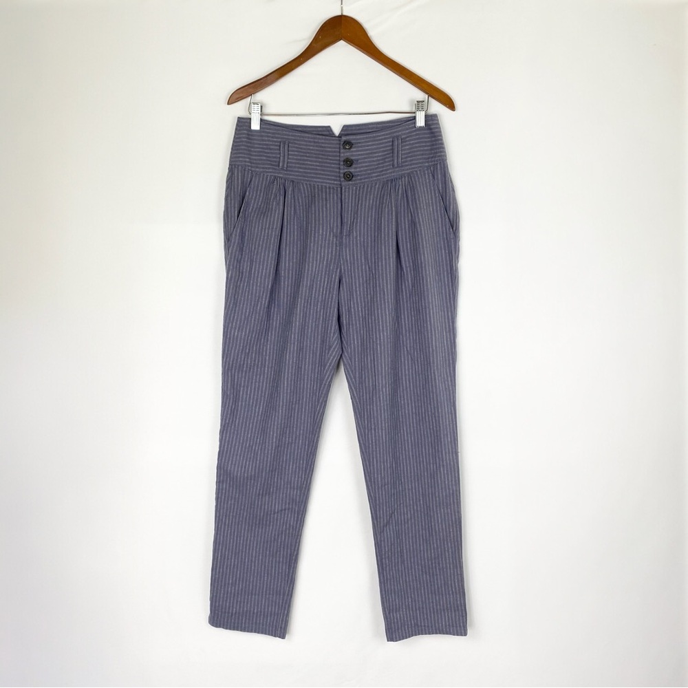 Sundance Amelia Linen Blendβ Pinstripe Trouser Pants in Blue Gray Size 6
